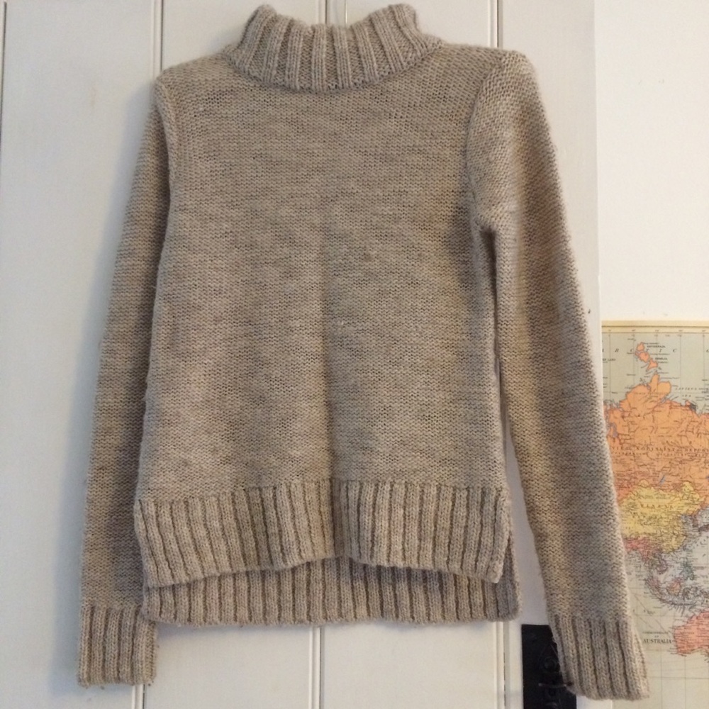 Hollister Beige Tan Rolled Turtleneck Knit Sweater